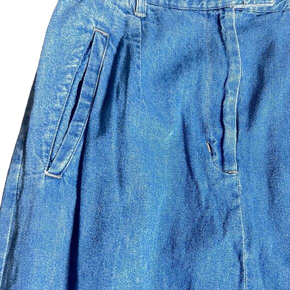 Vintage Woolrich Size Small Denim Midi Skirt Pockets Elastic Waist Western - Picture 5 of 9